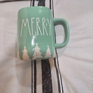 Rae Dunn Mint Green Ceramic Mug with White Rim